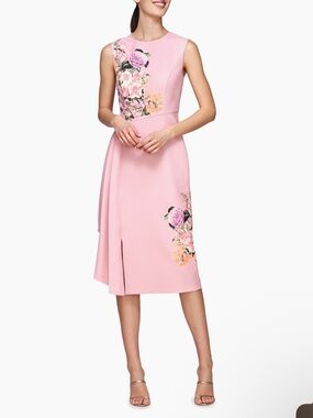 Kay Unger Mabel Draped Floral Midi-Dress - Size 6